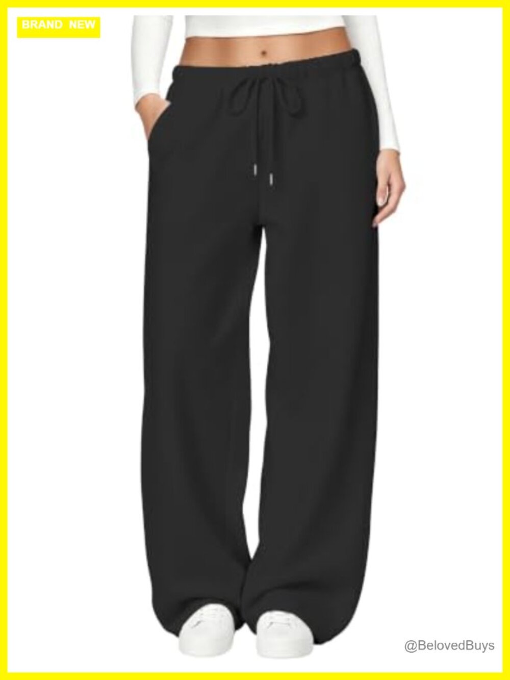 Wide Leg Sweatpants High Waisted Baggy Cotton Blend Drawstring Casual
